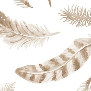 Watercolor Feathers sepia (very large) 