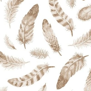 Watercolor Feathers sepia