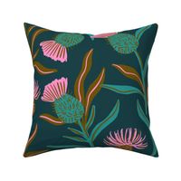 thistle on dark teal - larger scale