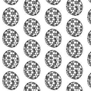 Disco Ball Line Art Black White (medium)