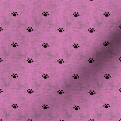 Surrealist dog paw prints to on scratchy pink background small 4” repeat