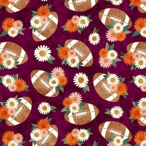 floral football - football and flowers - maroon - LAD22