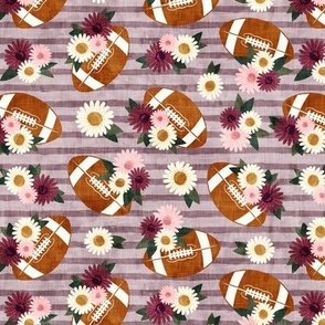 floral football - football and flowers - mauve stripes - LAD22