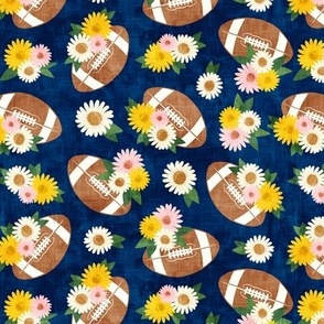 floral football - football and flowers - blue/yellow - LAD22