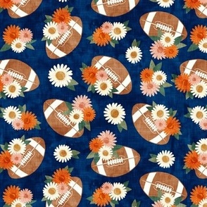 floral football - football and flowers - blue/orange - LAD22