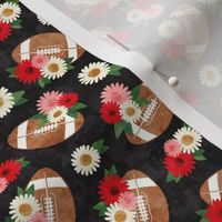 (small scale) floral football - football and flowers - dark grey - LAD22