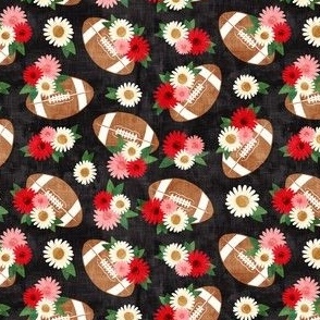 (small scale) floral football - football and flowers - dark grey - LAD22