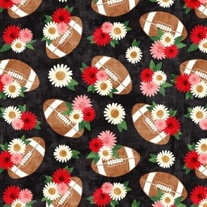 floral football - football and flowers - dark grey - LAD22