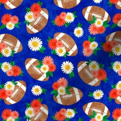 floral football - football and flowers - royal blue - LAD22