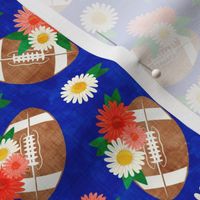 floral football - football and flowers - royal blue - LAD22