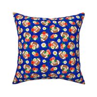 floral football - football and flowers - royal blue - LAD22