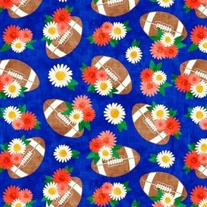 floral football - football and flowers - royal blue - LAD22