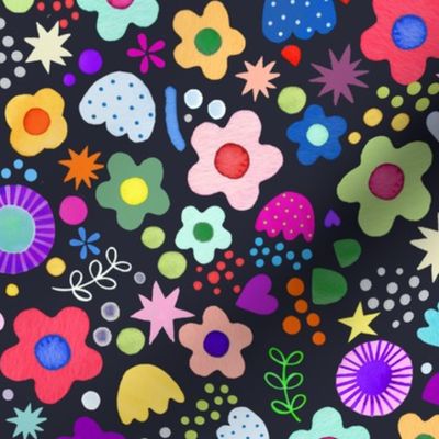 Disco flowers Multicolored black Medium