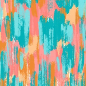 Brush abstract, colorful, mint, orange, pink, multicolor