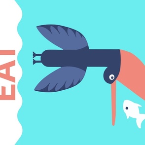 Let's Eat pelican Art 