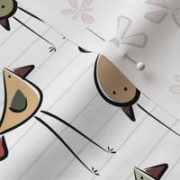 funny birds garden party coordinate II - earthy colors - birds fabric and wallpaper