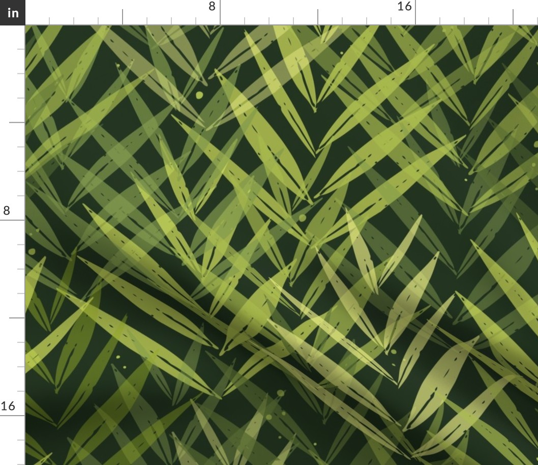 palm leaves - shades of green abstract botanical - foliage fabric