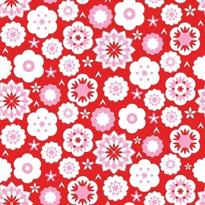 pink and red mandala flowers