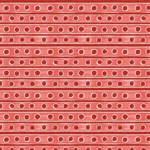 Watercolor Stripes and Dots - Poppy Red and Watermelon Pink - medium scale