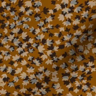Ditsy Leaf Floral - Orange, Rust, Small Scale