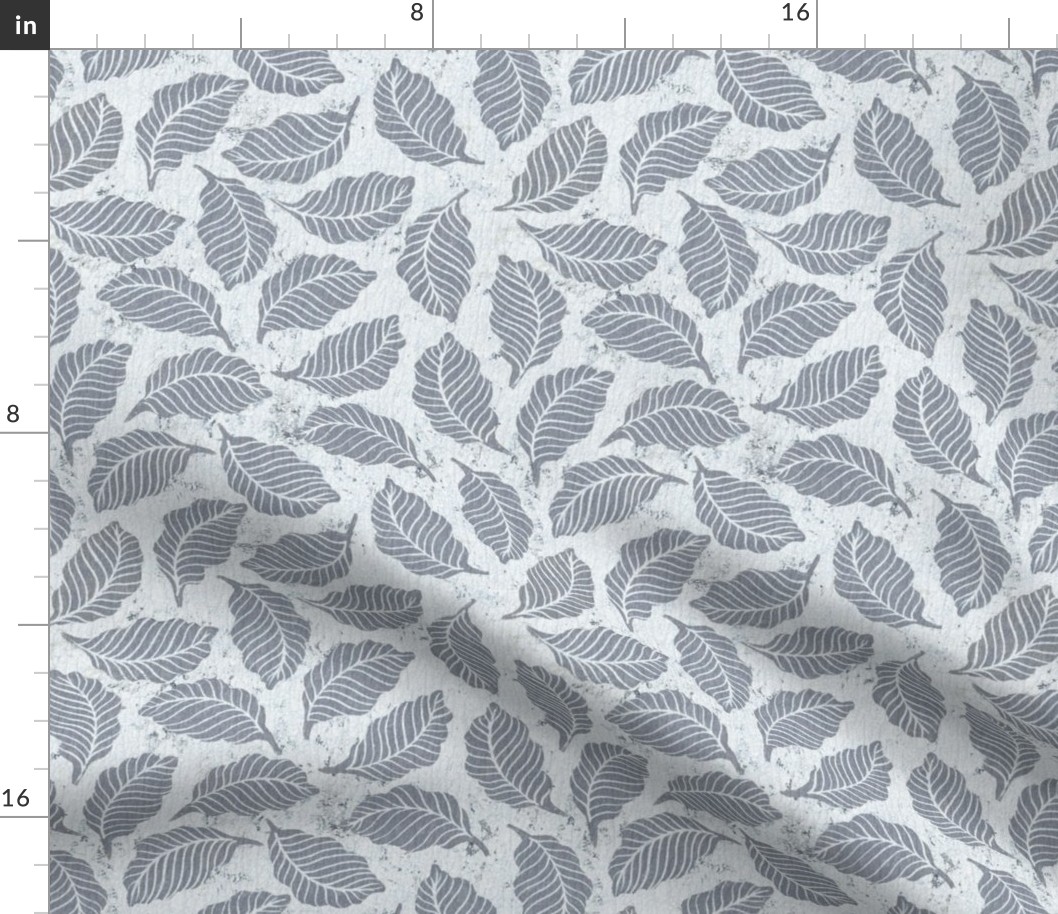 Textured Falling Leaves -  Grey (small scale)