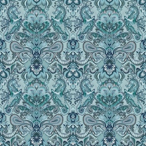 Baroque Pattern Print Fashion Week Designer Fabric/Italian Couture Fabric  Digital Print Baroque Ornament ⋆