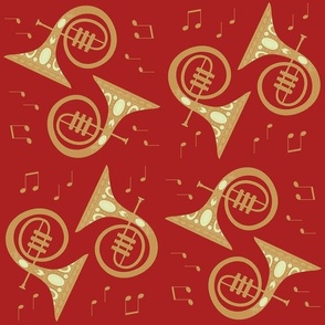 Holiday French Horns red goldtone