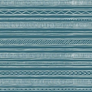mud cloth stripes - blue - large