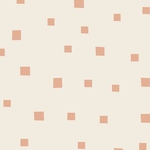 Random Terra Cotta colored Block Shaped Dots on a Light Cream Ground