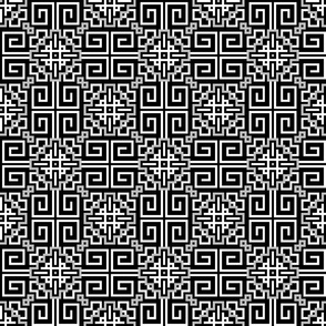 Growth - Folk Motive Geometric Pattern with Swirls Structural Waves - Ancient Ethnic Symbol - Abstract Ornament Obereg - Black White Grey - Middle