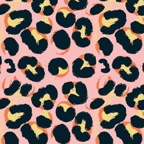 Paintilly Leopard Print | Hand painted abstract animal print | Pink yellow orange black