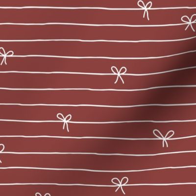 The Minimalist - Ribbons and bows birthday and christmas present theme abstract strings of bows white on vintage red