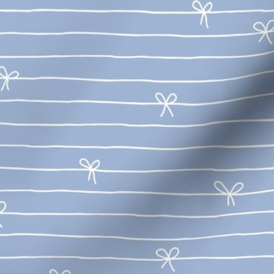 The Minimalist - Ribbons and bows birthday and christmas present theme abstract strings of bows white on periwinkle blue
