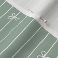 The Minimalist - Ribbons and bows birthday and christmas present theme abstract strings of bows white on sage green
