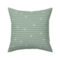 The Minimalist - Ribbons and bows birthday and christmas present theme abstract strings of bows white on sage green