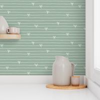 The Minimalist - Ribbons and bows birthday and christmas present theme abstract strings of bows white on sage green