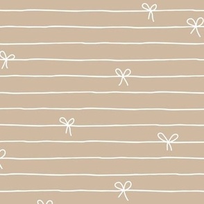 The Minimalist - Ribbons and bows birthday and christmas present theme abstract strings of bows white on nude tan beige