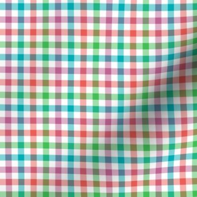 berry gingham with turquoise, 1/4" squares 