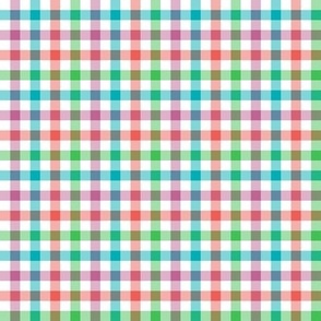 berry gingham with turquoise, 1/4" squares 