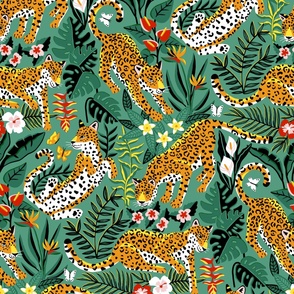 Dancing Jaguar Jungle - Green - Large Scale