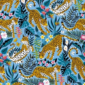 Dancing Jaguar Jungle - Sky Blue - Large Scale