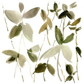 sage greenery - khaki watercolor botanical hand painted nature 