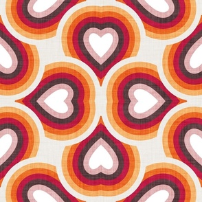 Normal scale // Groovy rainbow hearts // beige orange cardinal red jon brown blush pink and white hearts