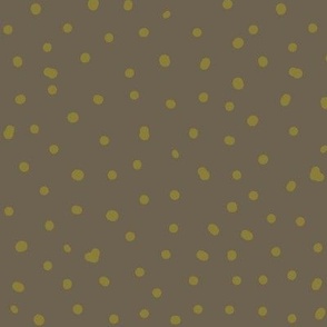 Ditsy Dots - Bark Brown and Moss Green - large scale