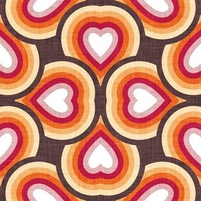 Small scale // Groovy rainbow hearts // jon brown ivory orange cardinal red blush pink and white hearts