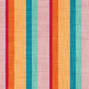 Large jumbo scale // Groovy vertical stripes // blush pink cardinal red orange teal and spearmint retro stripes 