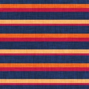 Small scale // Groovy horizontal stripes // navy blue orange and cardinal red retro stripes 