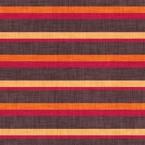 Small scale // Groovy horizontal stripes // jon brown orange and cardinal red retro stripes 