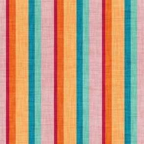 Small scale // Groovy vertical stripes // blush pink cardinal red orange teal and spearmint retro stripes 