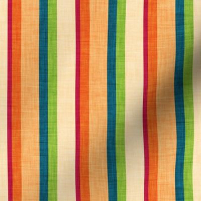 Small scale // Groovy vertical stripes // blue lagoon limerick green orange and cardinal red retro stripes 